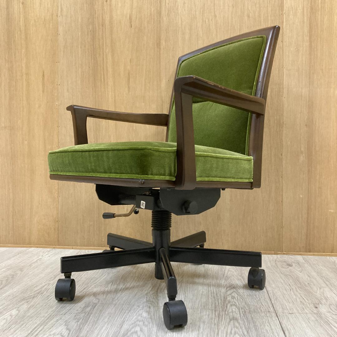 【マルニ】アームデスクチェア　オフィスチェア　椅子　地中海　モケットグリーン