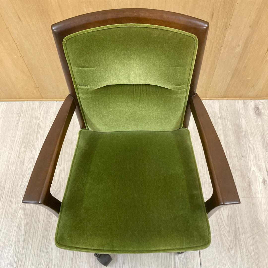 【マルニ】アームデスクチェア　オフィスチェア　椅子　地中海　モケットグリーン