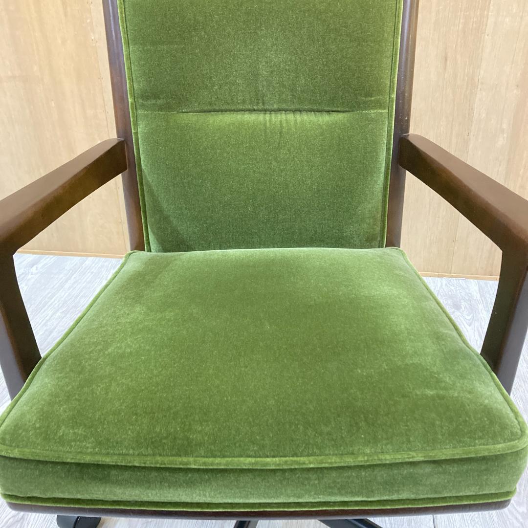 【マルニ】アームデスクチェア　オフィスチェア　椅子　地中海　モケットグリーン