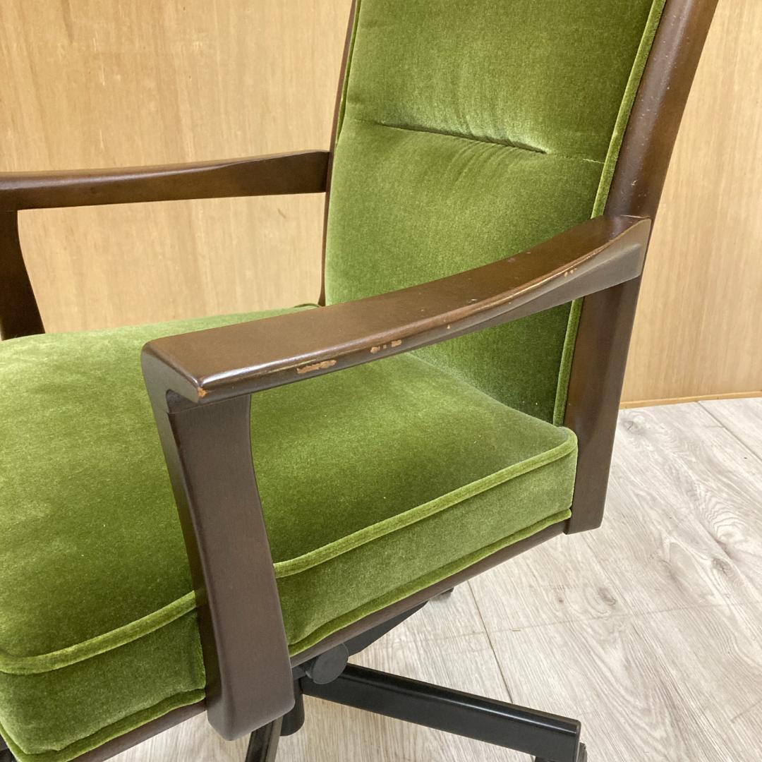 【マルニ】アームデスクチェア　オフィスチェア　椅子　地中海　モケットグリーン
