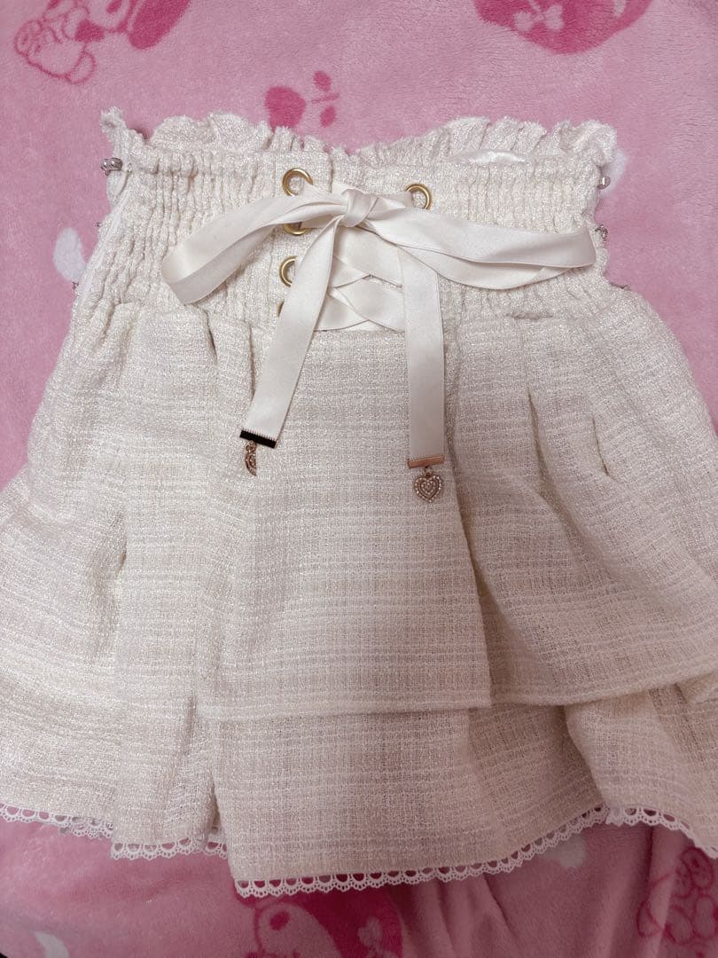 LIZLISA ビジューリボンカットアウトライクスカパン ホワイト