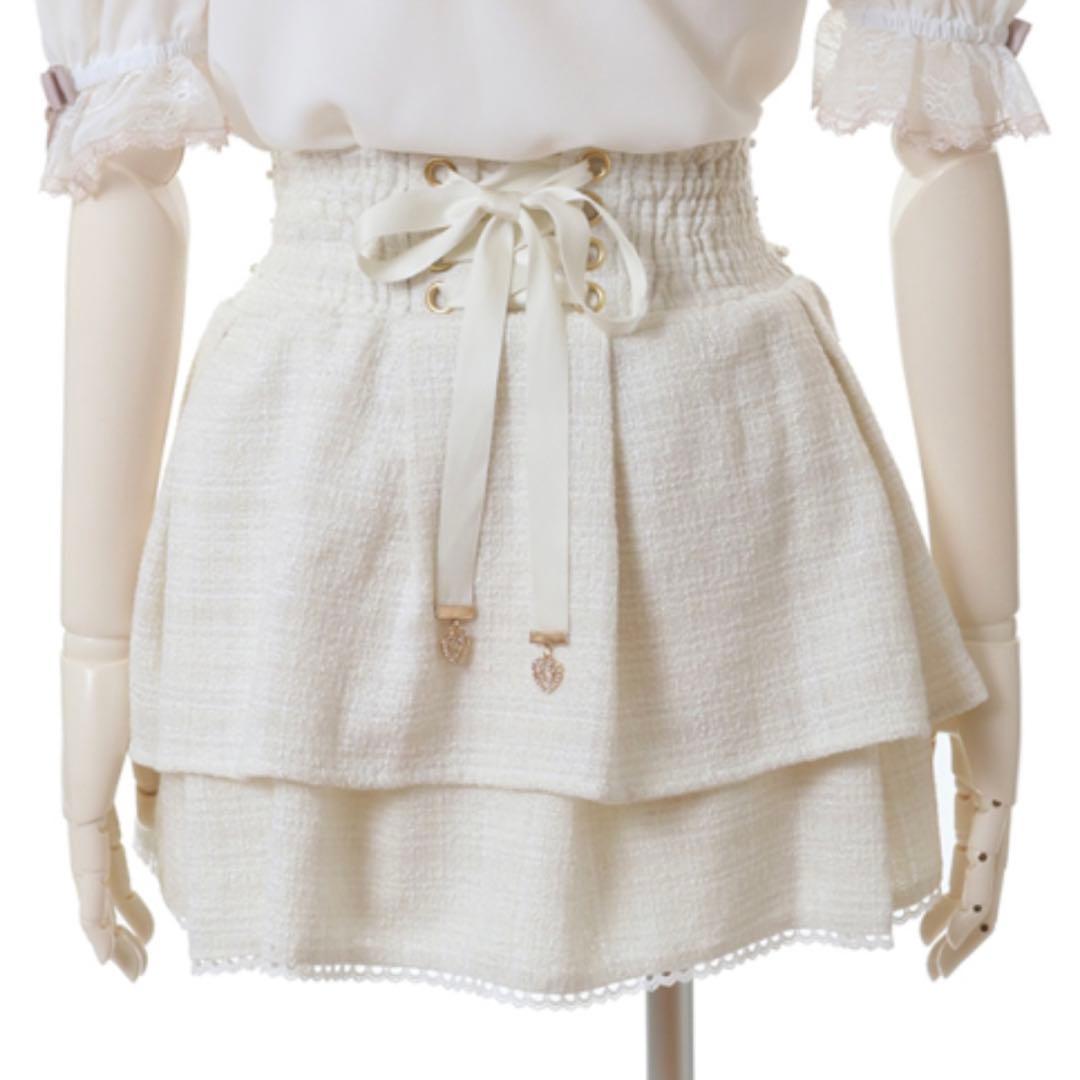 LIZLISA ビジューリボンカットアウトライクスカパン ホワイト