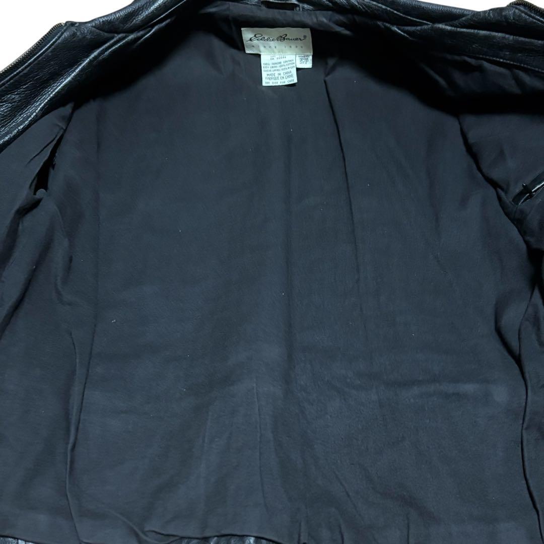 【状態良好】90's 白タグ エディーバウアー 牛革 シングルライダース