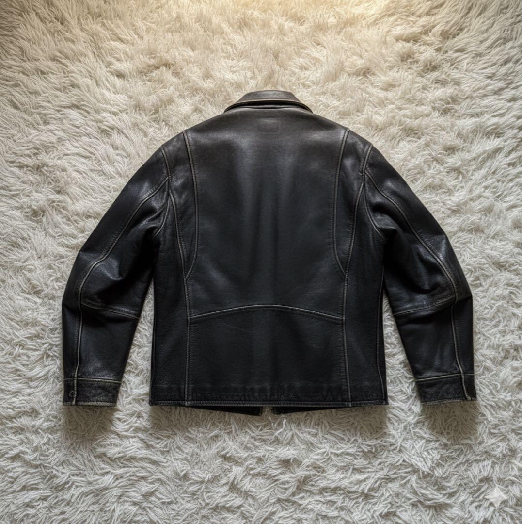 【状態良好】90's 白タグ エディーバウアー 牛革 シングルライダース