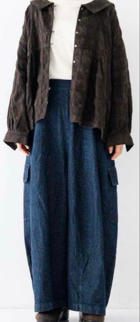 ネストローブnest Robeコットンデニムバレルパンツ美品