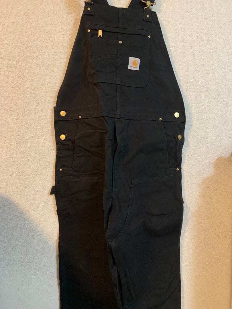 Carhartt ブラックオーバーオール 38x30