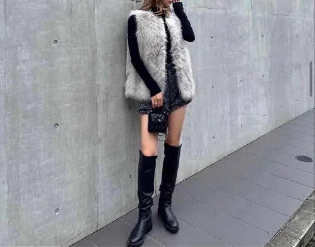 diante ファー ベスト グレー