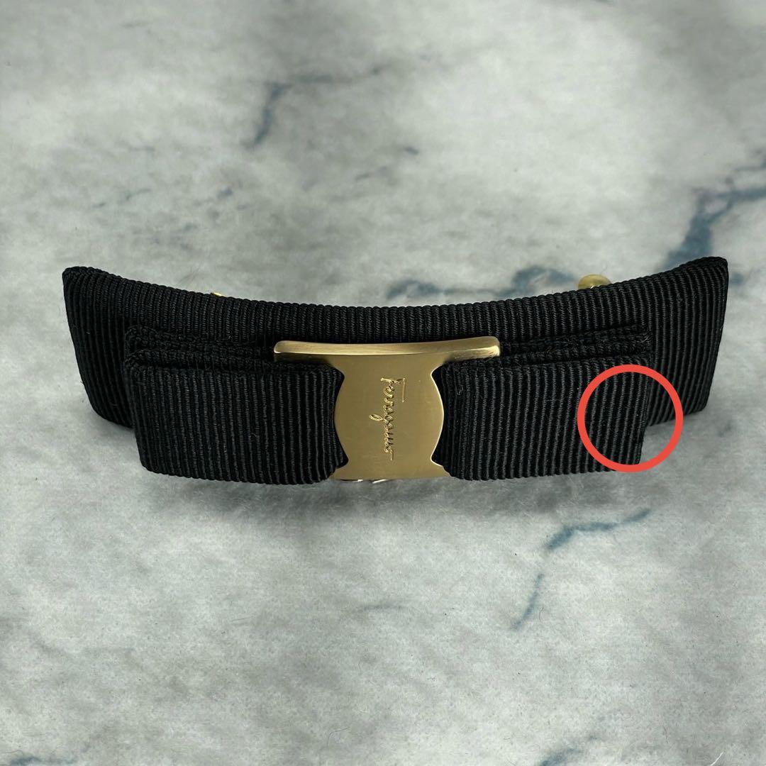 美品・箱付き✨フェラガモ ヴァラ リボンバレッタ ゴールド ブラック