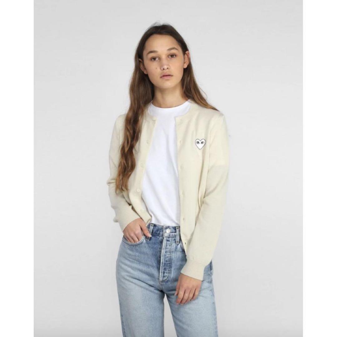 コムデギャルソンPLAY カーディガン ハート刺繍 白