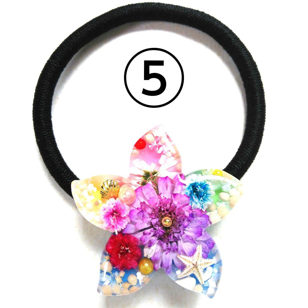 ヘアゴム レジン マトリカリアと可愛い鳥さん ピンク