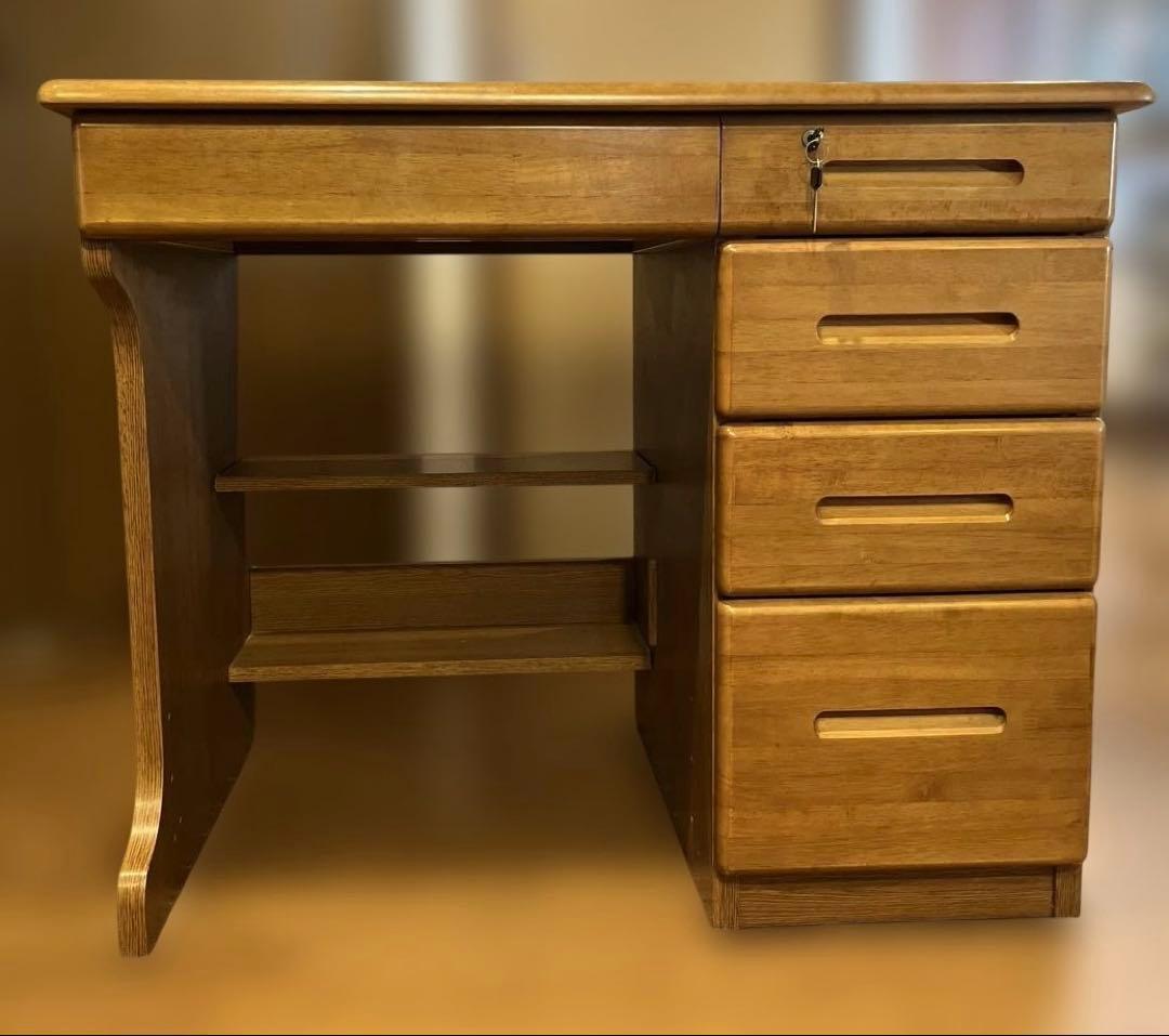 学習机　事務机　パソコンデスク　書斎机　引出し付　木製