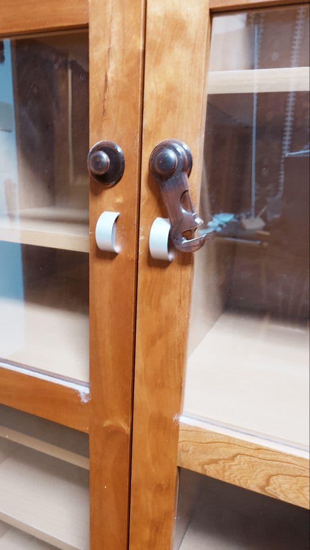 木製本棚 ガラス扉付き チェリー