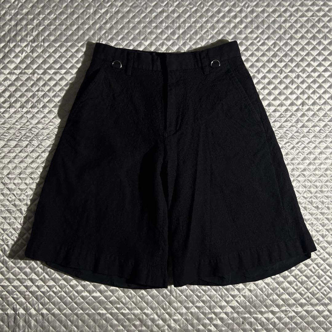 AD2019 archive プリーツスカートウール縮絨ショーツ 黒 スカパン