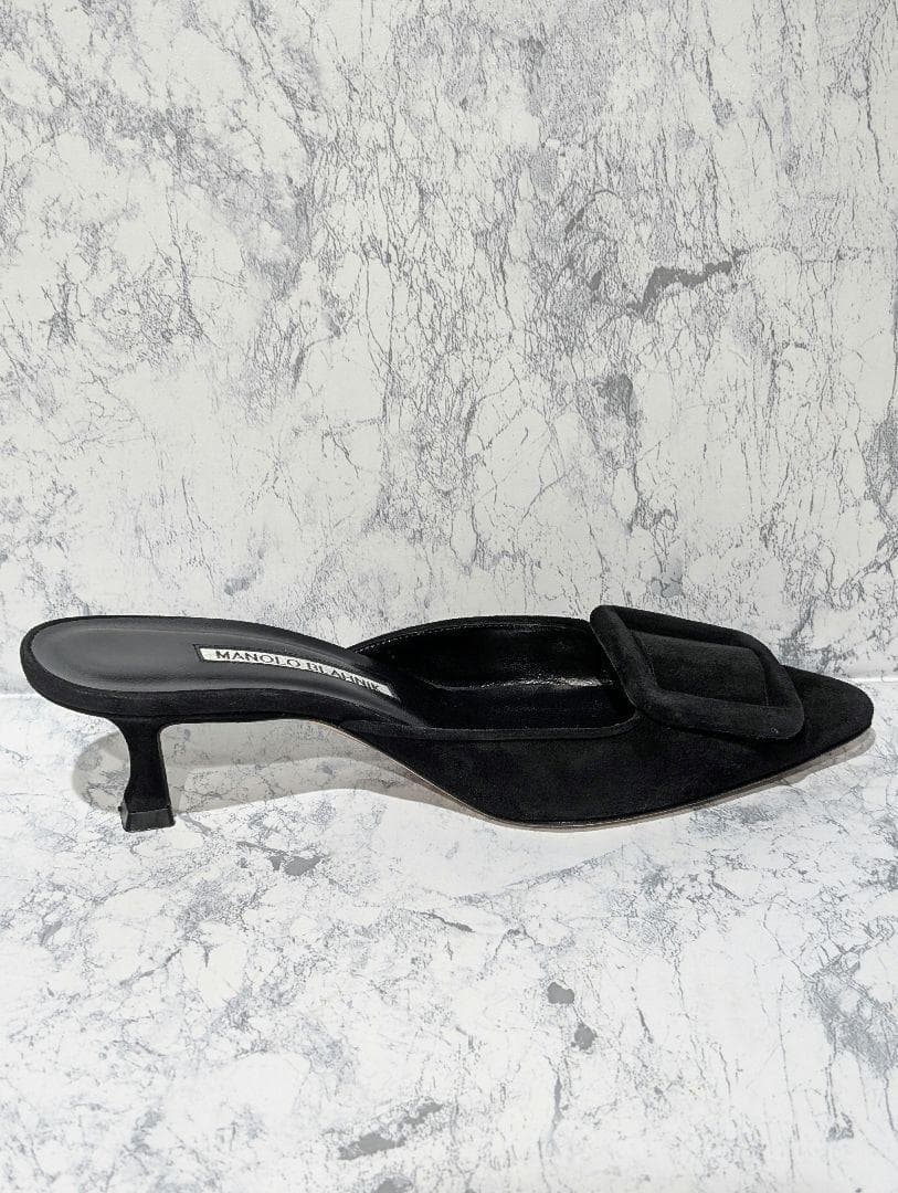 美品✨️ マノロブラニク メイセール ミュール 黒 スエード スクエア パンプス