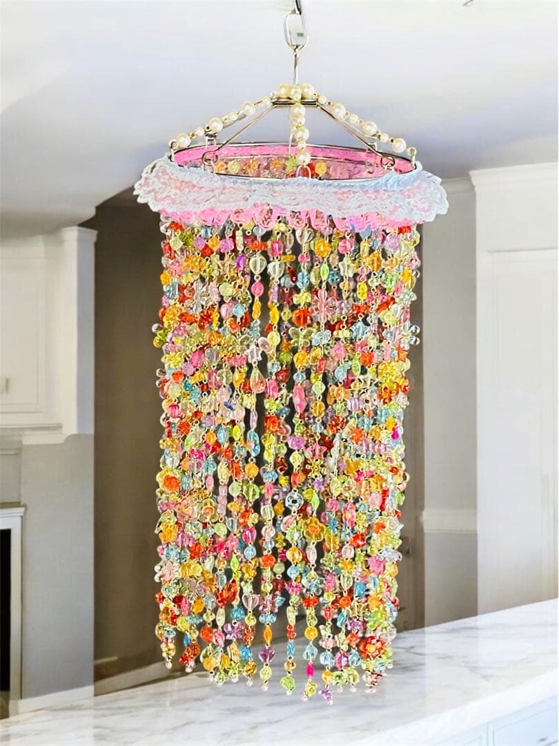 ビーズカーテン　のれん　キッズビーズ　ディスプレイ　昭和レトロポップ