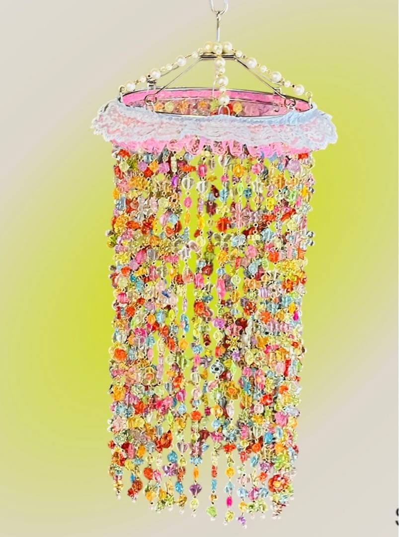 ビーズカーテン　のれん　キッズビーズ　ディスプレイ　昭和レトロポップ