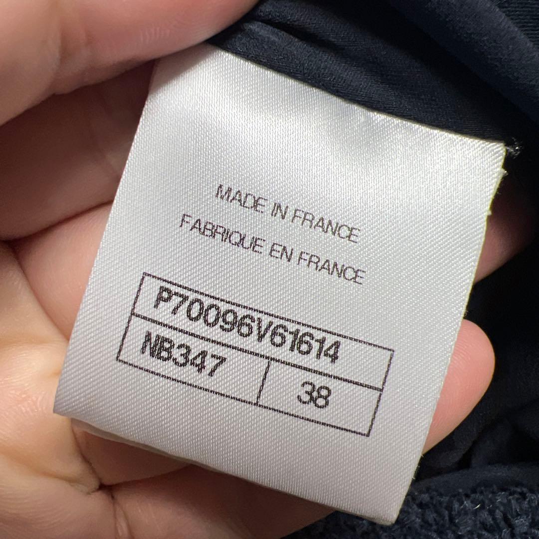 CHANEL シャネル　コットン ツイード チェーン ワンピース ネイビー