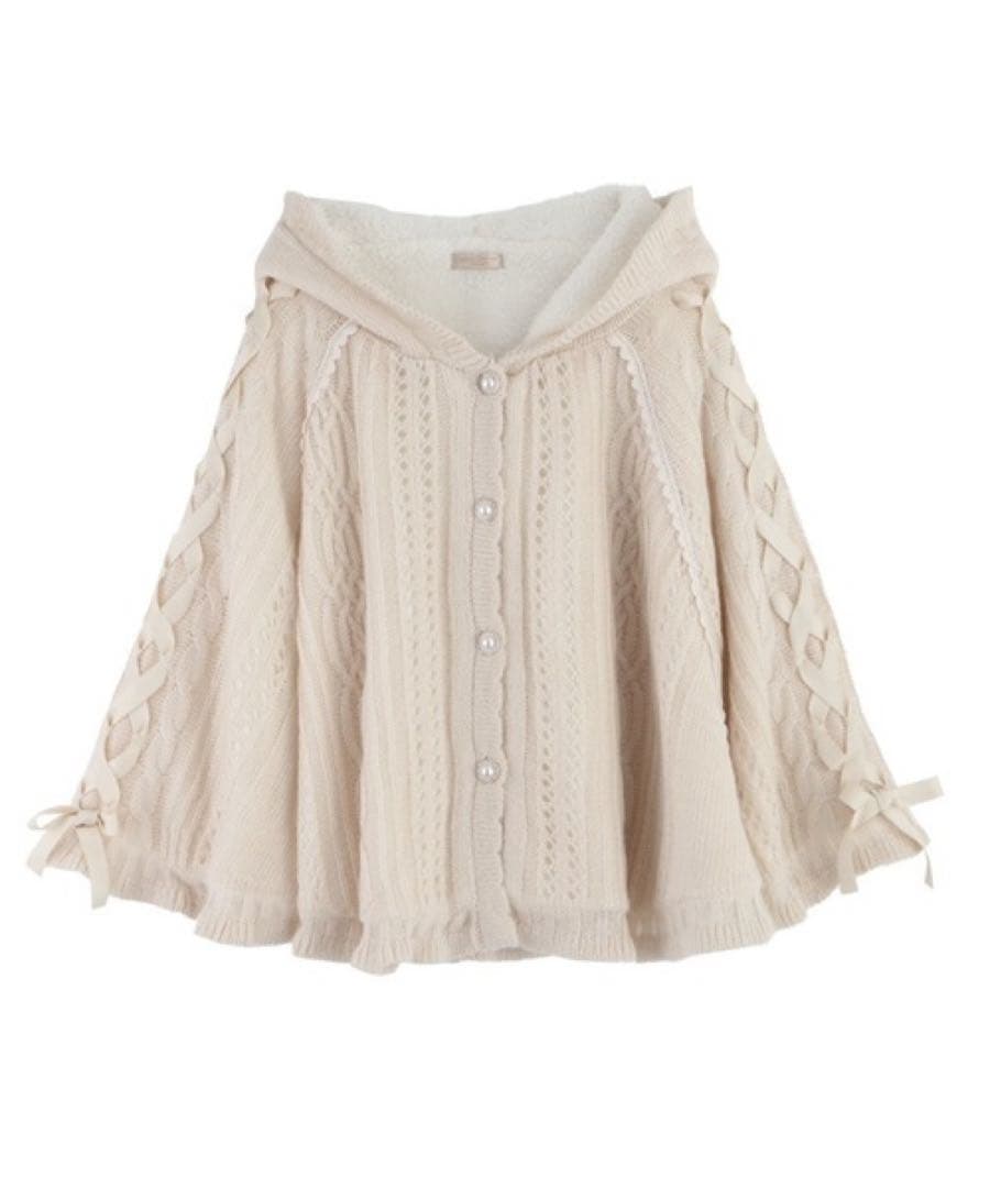 axes femme 裏ボアニットポンチョ