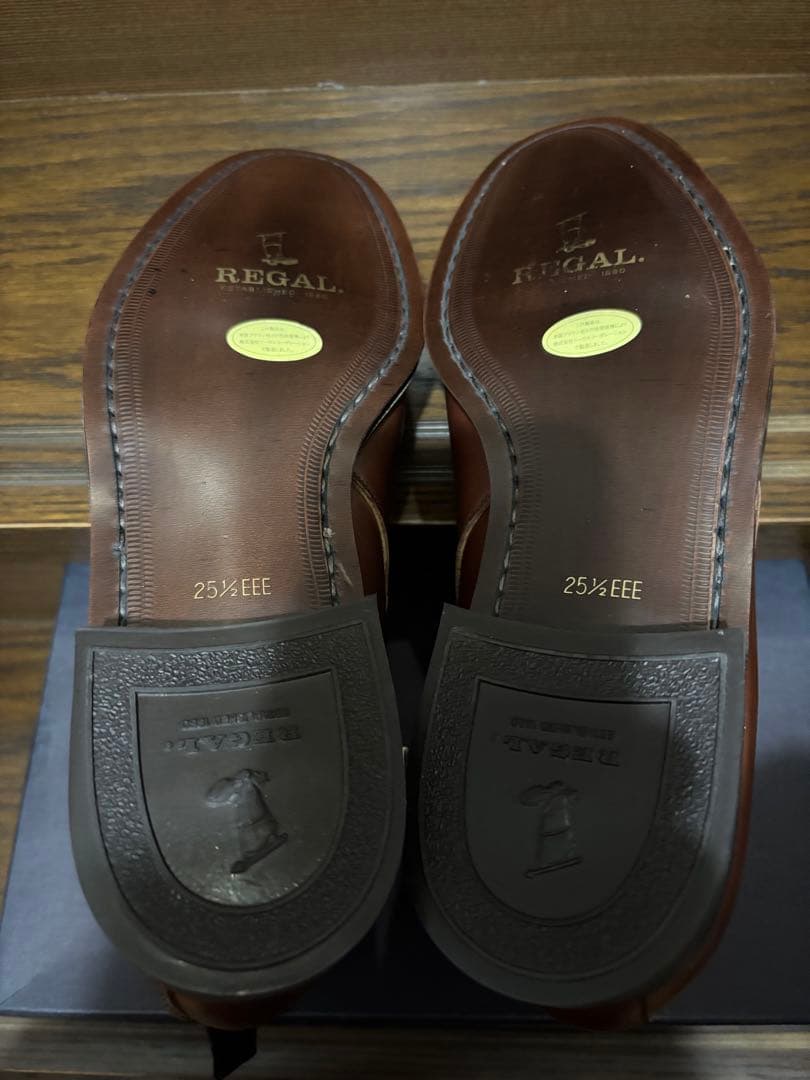 く*み様 リーガルREGALブラウン茶レザー ストラップブーツ 25½ EEE新