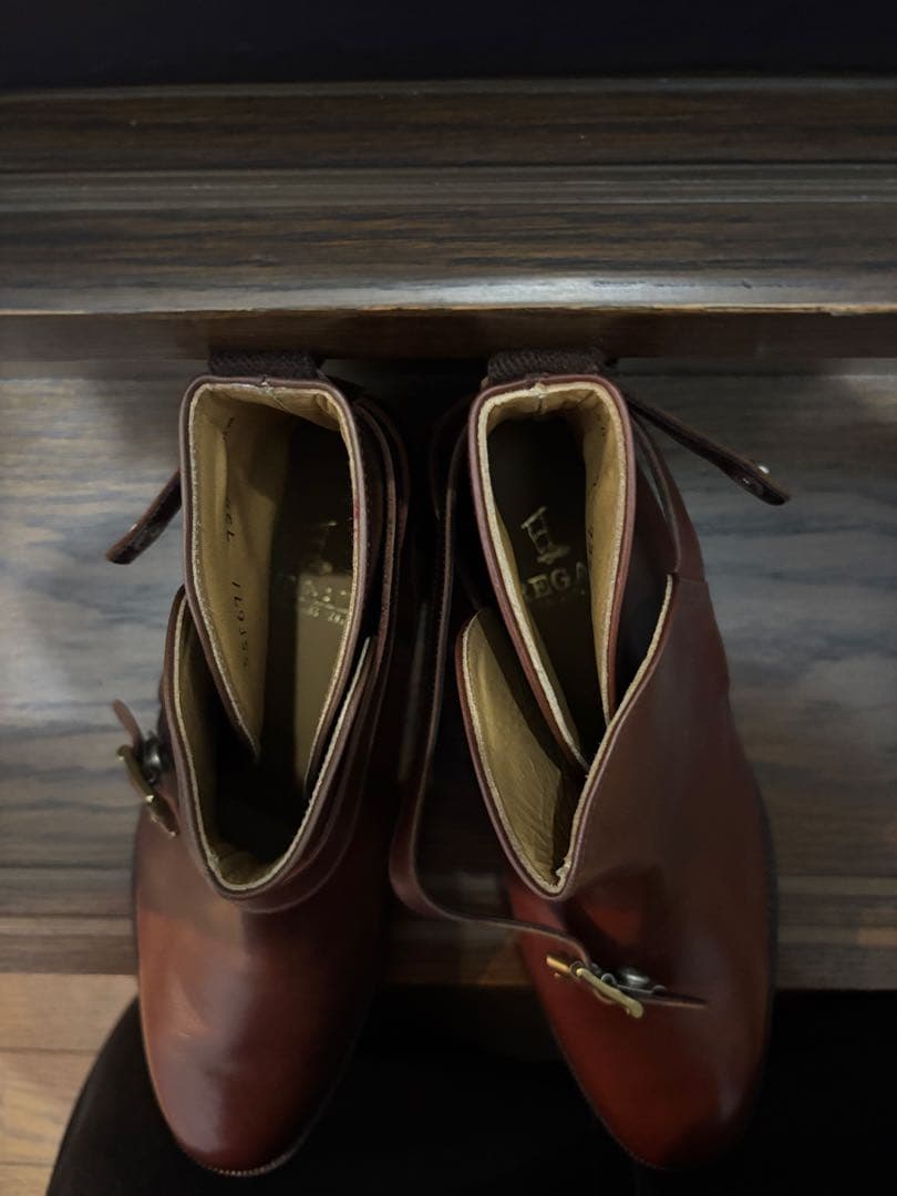 く*み様 リーガルREGALブラウン茶レザー ストラップブーツ 25½ EEE新