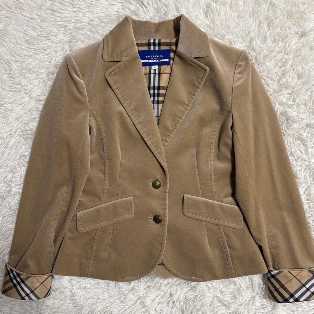 【超希少】バーバリーブルーレーベル テーラードジャケット ベロア 金ボタン