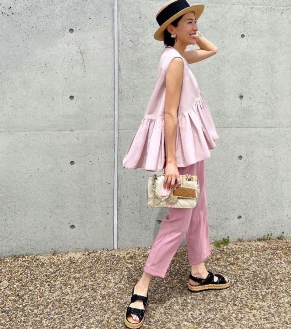 ボウエーbow.a マーガレットチュニック　ノースリーブペプラムブラウス　ピンク