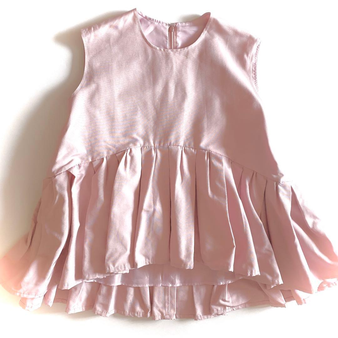 ボウエーbow.a マーガレットチュニック　ノースリーブペプラムブラウス　ピンク