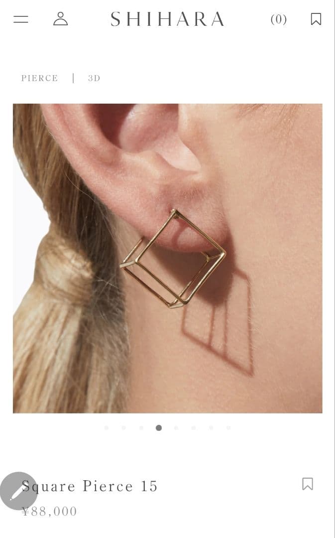 SHIHARA シハラ スクエア 15 mm ピアス K18