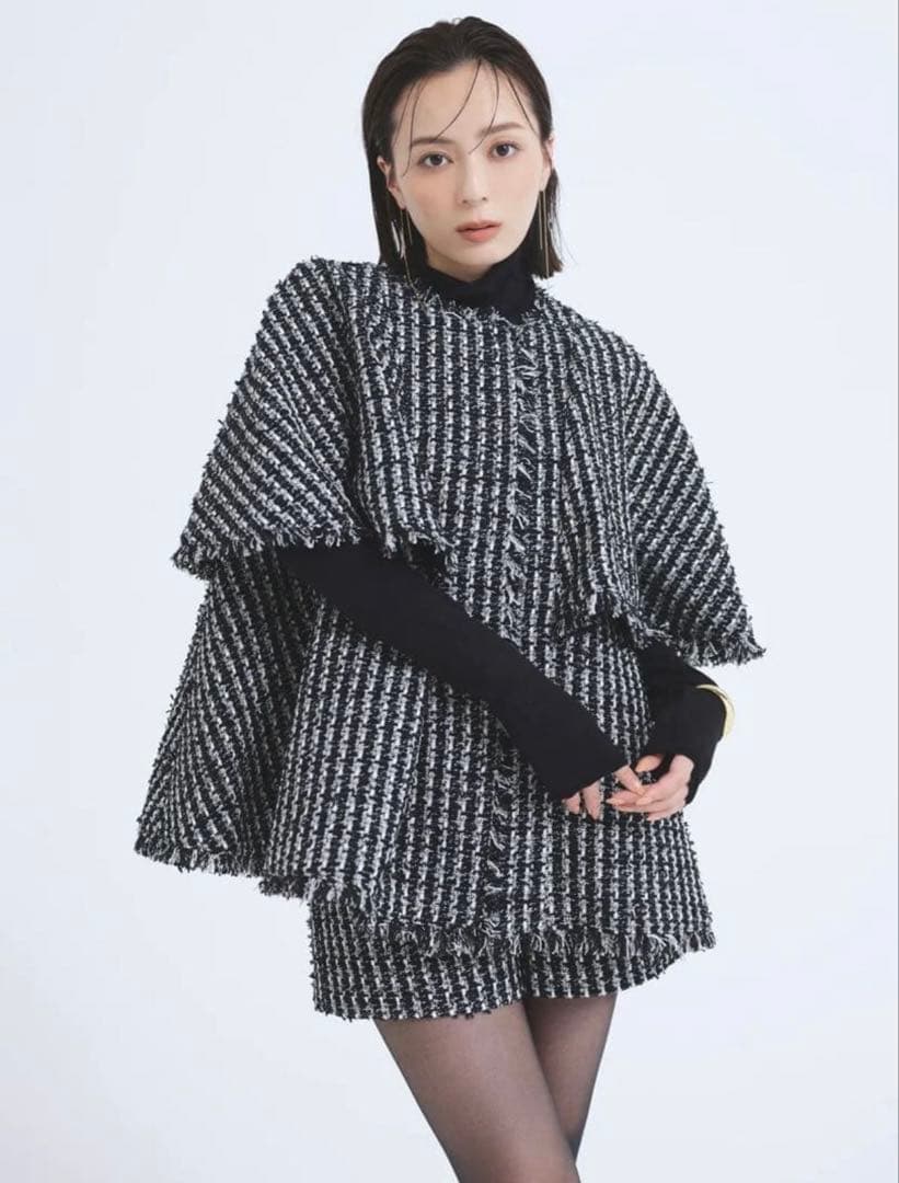 【未使用】2024✨️完売品 アニュアンス ツイード ケープ ジャケット お洒落