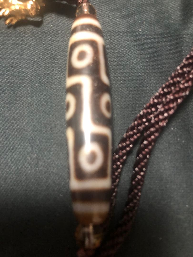 上肯老礦天珠‼️西蔵老礦手工伝承九眼天珠龍頭紐ネックレス