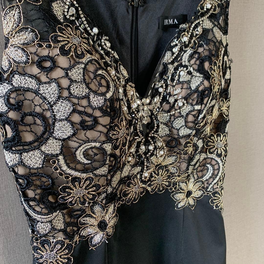 IRMA ミニドレス 黒 ビーズ刺繍 キャバクラドレス