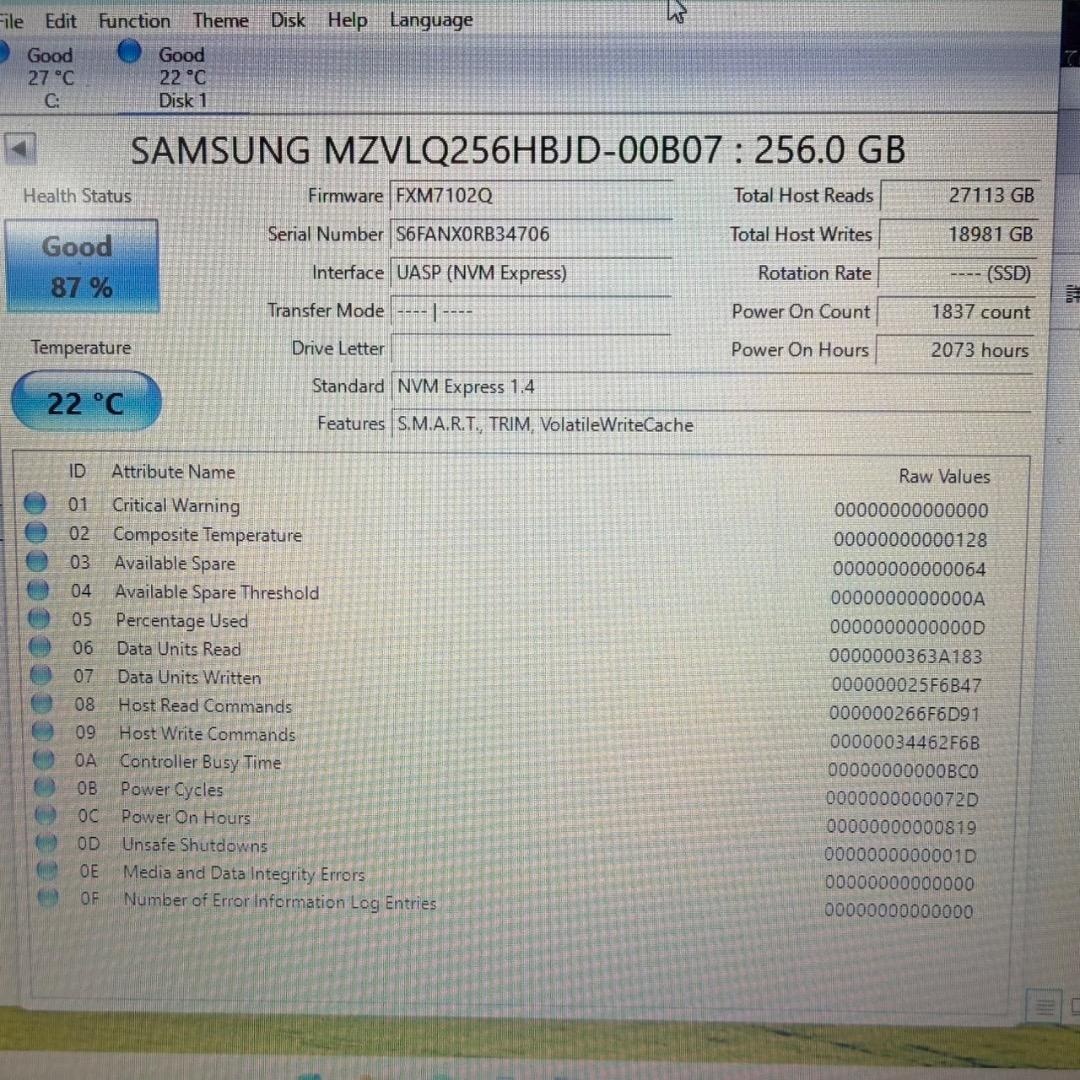 Samsung PM991a NVMe SSD 256GB ×10個セット 中古