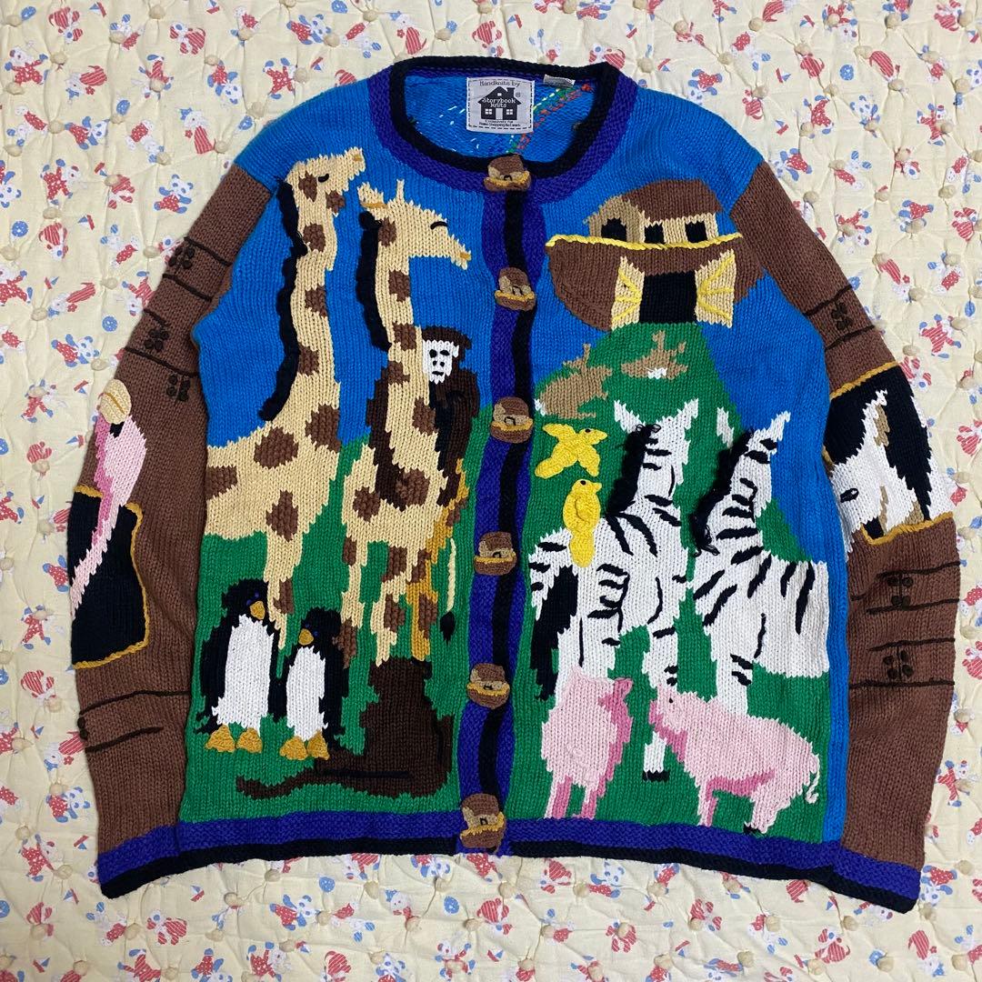 Storybook Knits アニマル 動物 ニットガーディガン 古着 レトロ