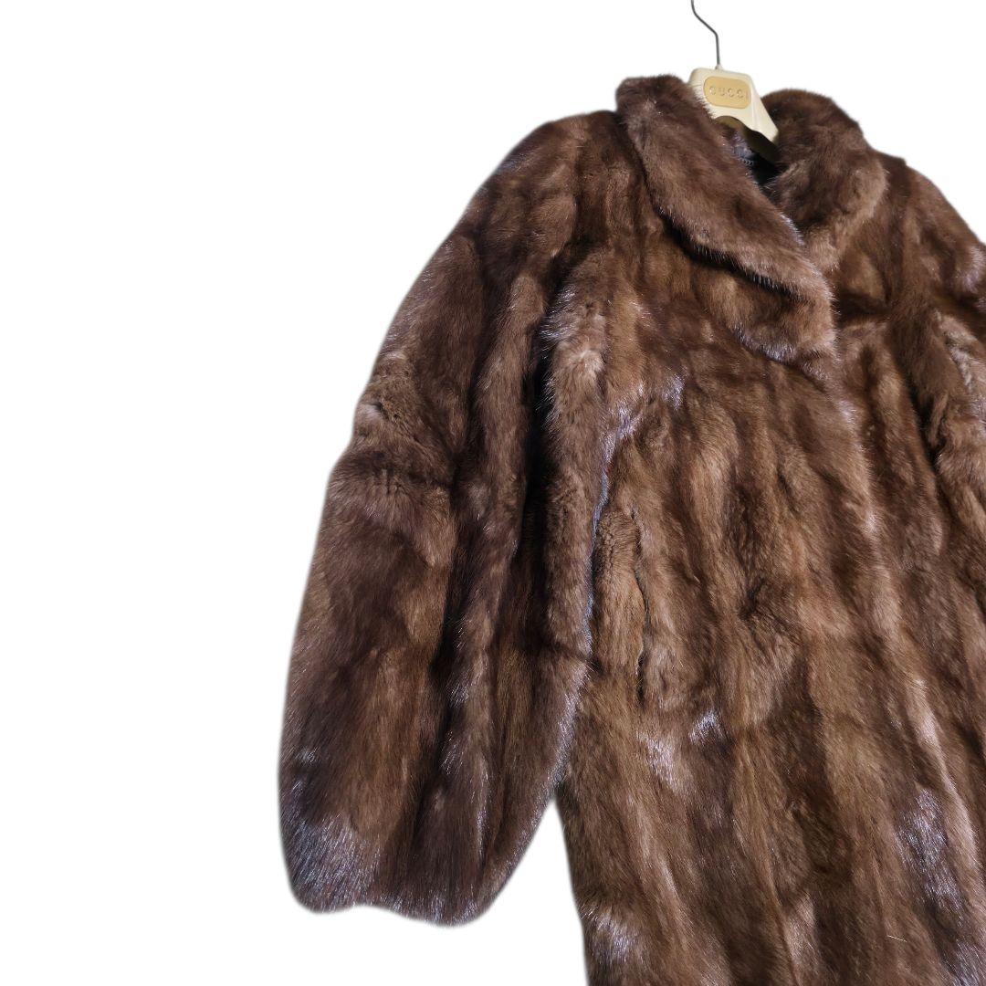 美品 デミバフミンク ファーコート 本毛皮 15 3L位 極太袖