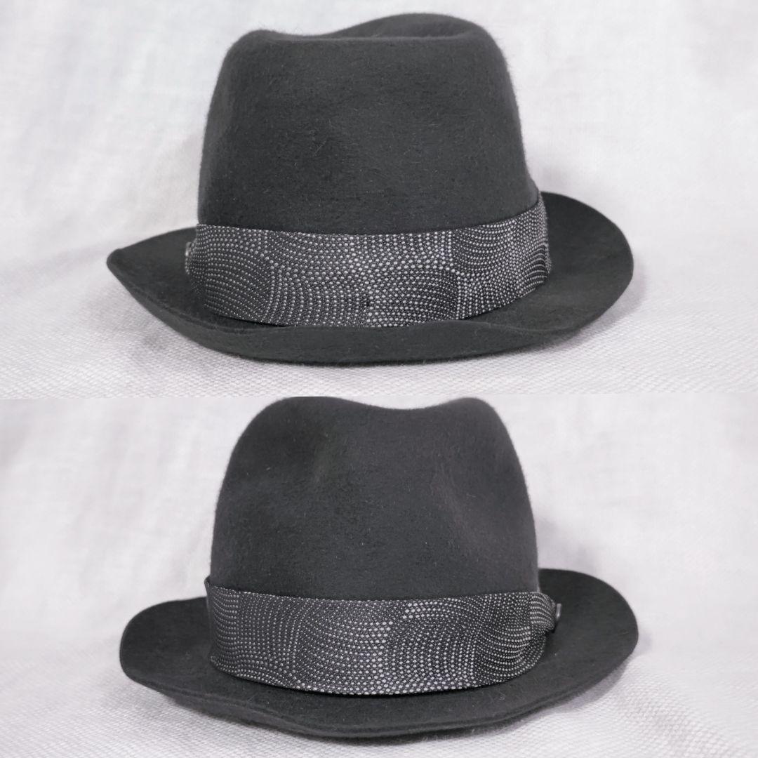 伊製ボルサリーノBorsalinoラビットファーフェルト中折れハット58グレー