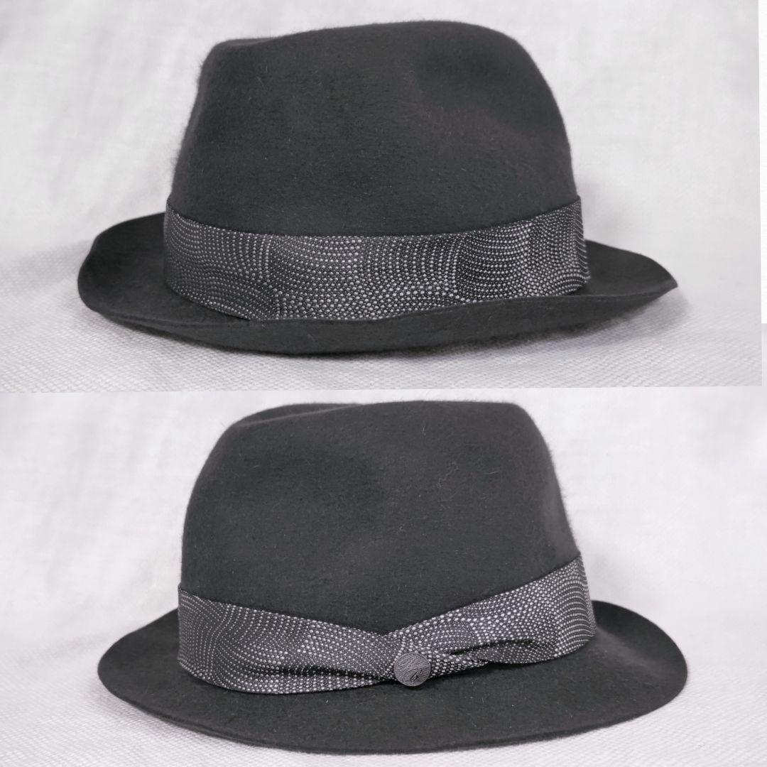 伊製ボルサリーノBorsalinoラビットファーフェルト中折れハット58グレー