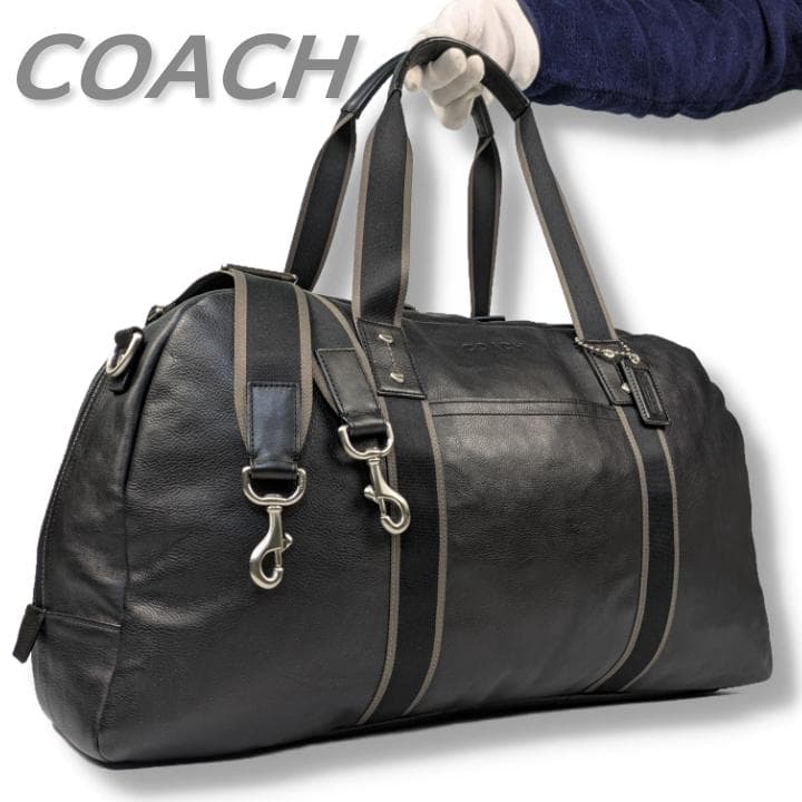 【美品】COACH ボストンバッグ 2way レザー ブラック 大容量 コーチ