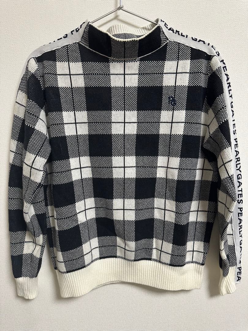 PEARLY GATES チェック柄 ハイネックセーター　Sサイズ