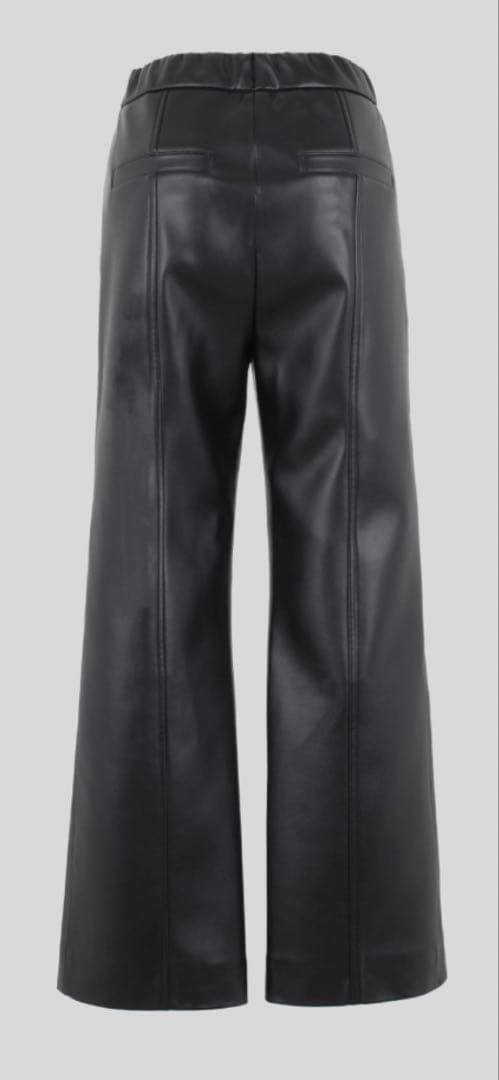 新品YONFA レザーキックフレアパンツ　ブラック