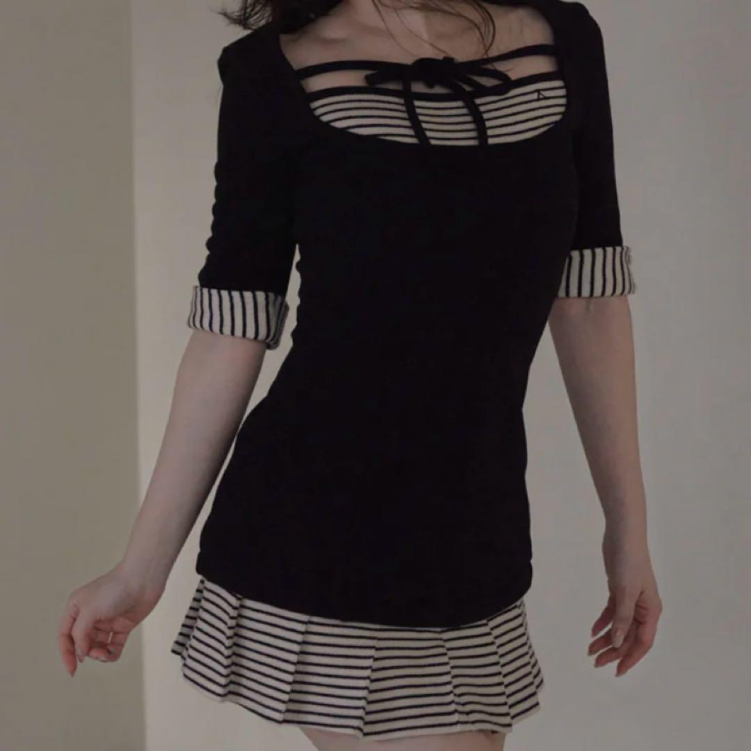 ワンピース andmary Aiden pleats mini dress black