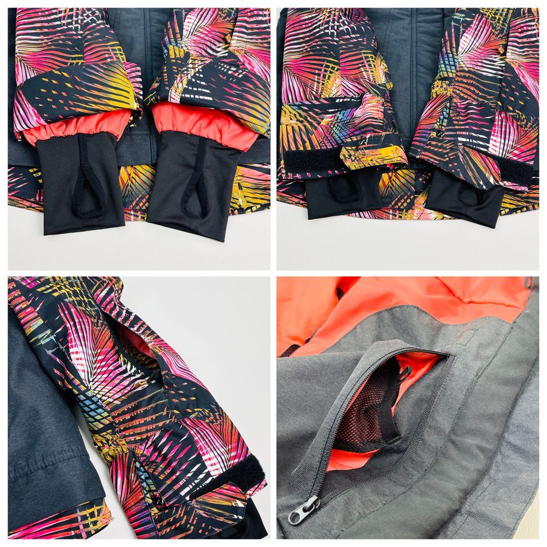 2477【極美品】ROXY ロキシー 上下セット スノボウェア 総柄 ブラック