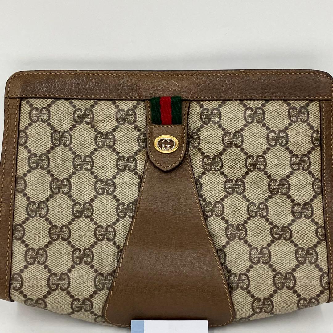 1*す様 オールドGUCCI シェリーライン GGキャンバスクラッチバッグ ミニ