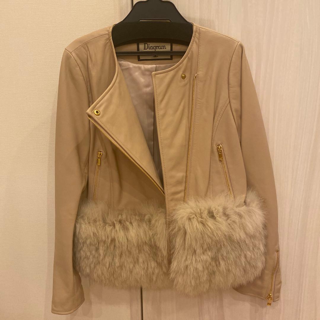 Grace continental ファー付ラムレザージャケット