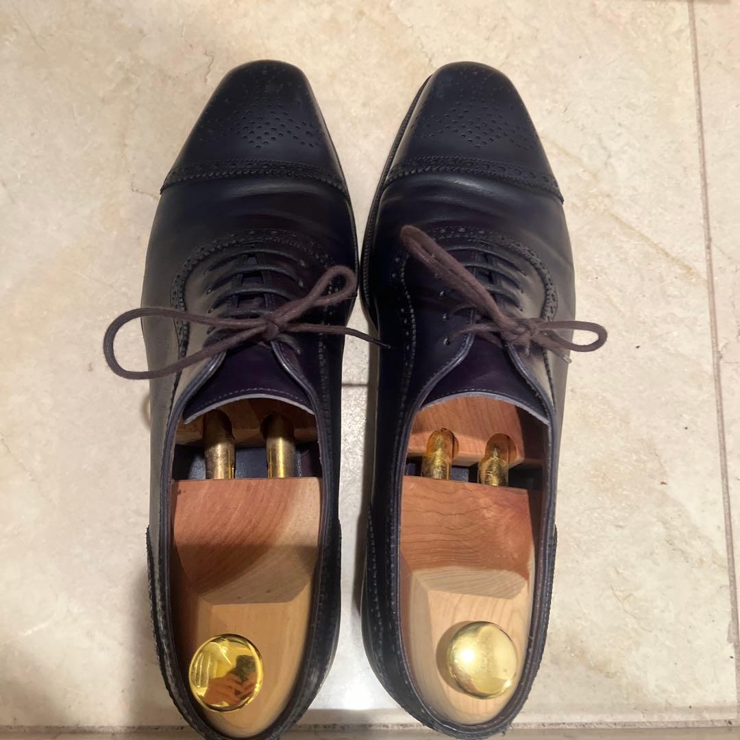 カルミナ　CARMINA ネイビー レザー ストレートチップシューズ 7 1/2