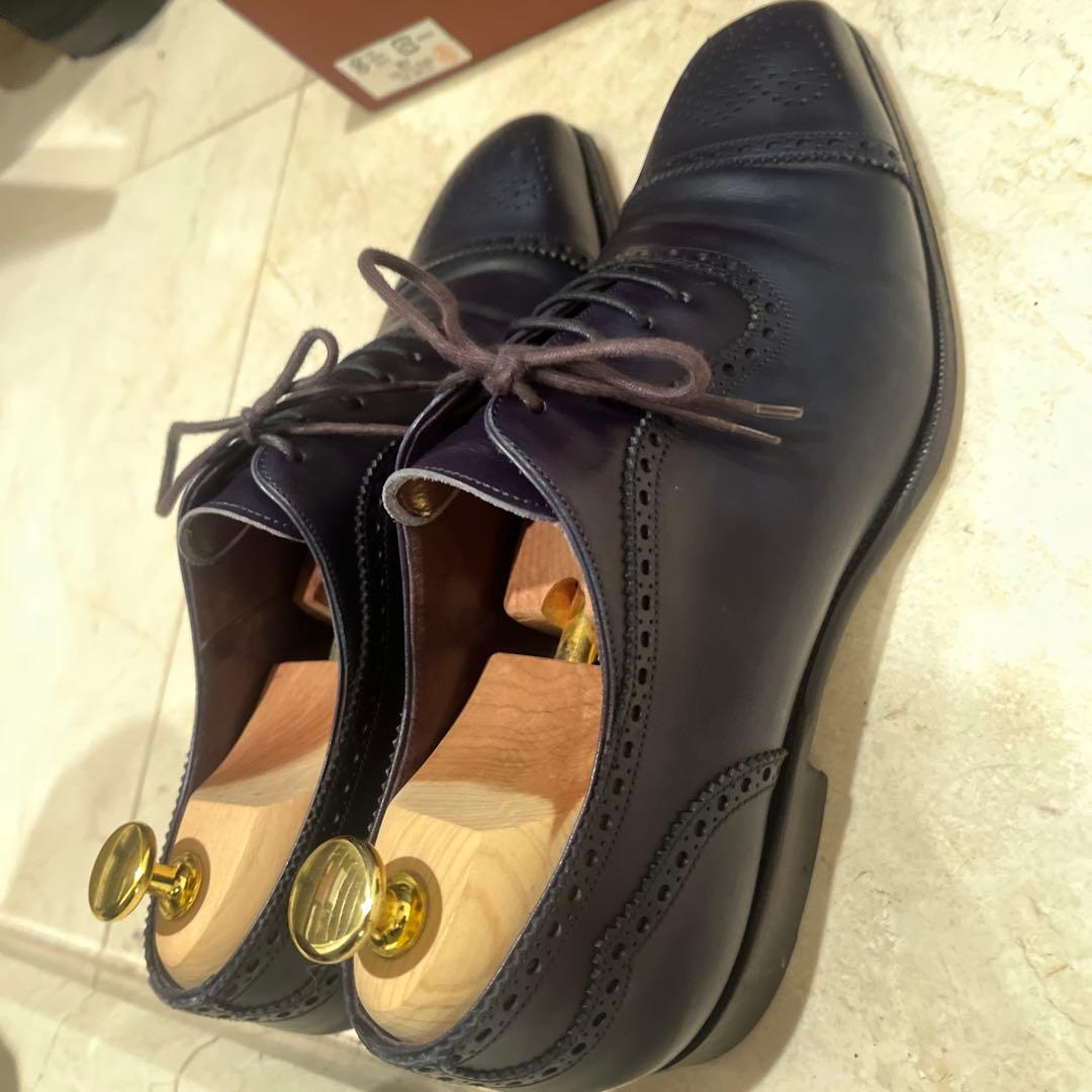 カルミナ　CARMINA ネイビー レザー ストレートチップシューズ 7 1/2