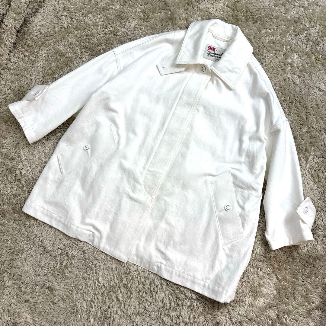 トラディショナル ウェザーウェア◆ マートンデニム　ステンカラーコート　白