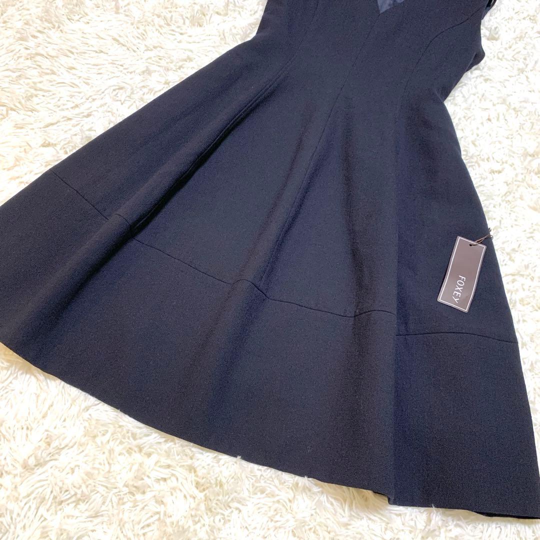 美品✨希少サイズ フォクシー FOXEY Vバロン ウール ワンピース 42