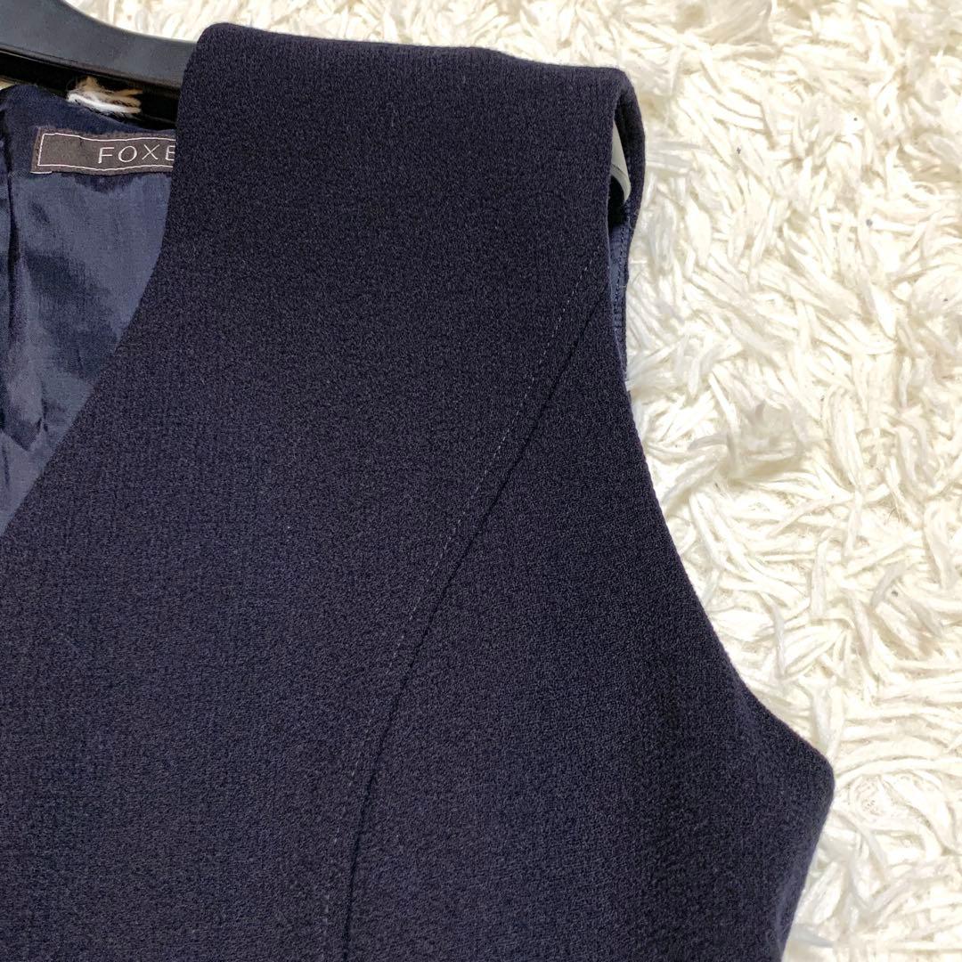 美品✨希少サイズ フォクシー FOXEY Vバロン ウール ワンピース 42