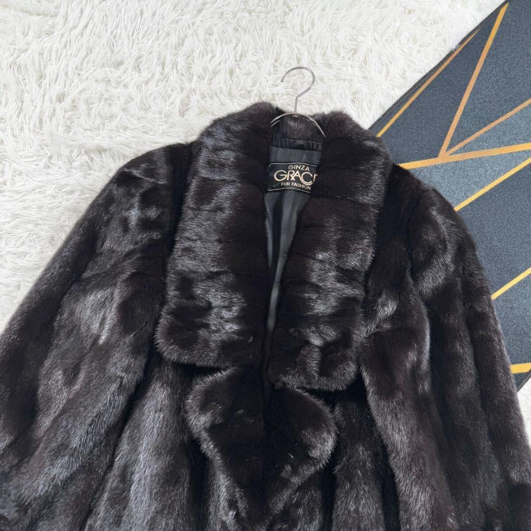 極美品 総丈92㎝ GINZA CRACE グラマミンク ファーコート L