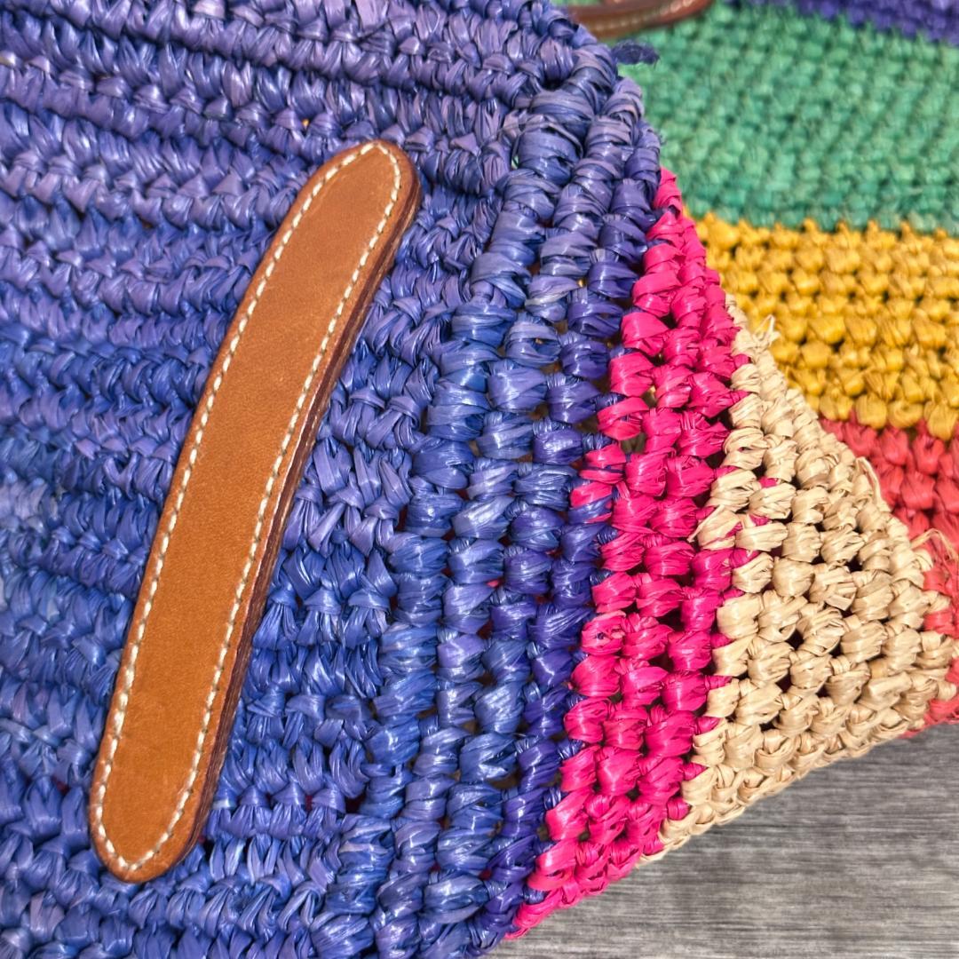 ポロラルフローレン ビッグポニー ラフィアトートバッグ かごバッグ マルチカラー